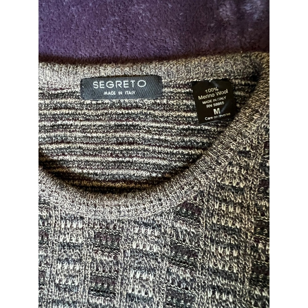 Vtg Made in Italy 100% Merino Wool Luxury Grandpa Crewneck Sweater Preppy Mens M - Picture 4 of 9